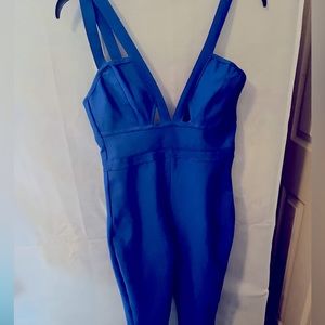 Royal blue bandage jumpsuit